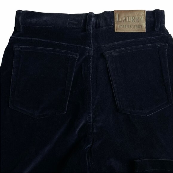 Vintage Ralph Lauren Petite Navy Velour 5 Pocket Straight Leg Jeans USA 8P NOS - Picture 5 of 12